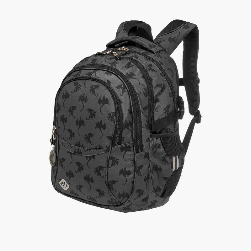 St.Right Backpack-Dragons-4 Cmprt-18 In-Boys (Polyester) Black \ 30X20X45 - Image 4